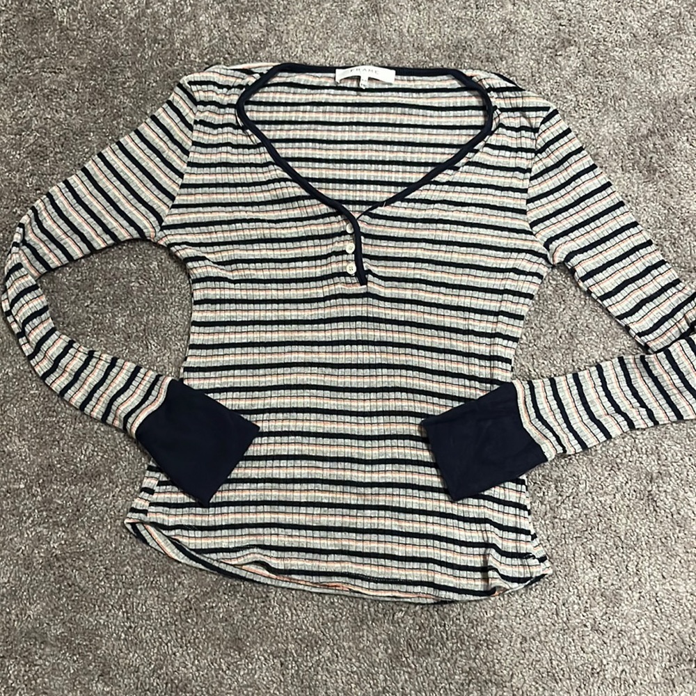 FRAME knit striped long sleeve top M